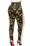 Camouflage Denim Zipper Fly High camouflage Hole pencil Pants Pants