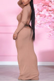 Red Sexy Solid Hollowed Out Backless Half A Turtleneck Wrapped Skirt Dresses