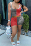 Grey Casual Sportswear Patchwork Basic U Neck Sleeveless Two Pieces