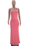 Pink Sexy Solid Spaghetti Strap Swagger Dresses