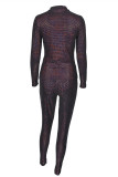 Multicolor Daily Print Sequins Half A Turtleneck Long Sleeve Two Pieces