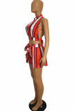 Orange venetian Fashion Sexy adult Ma'am Striped Two Piece Suits Loose Sleeveless Two Pieces