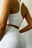 White Sexy Solid Split Joint O Neck Tops