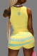 Yellow Casual Print Patchwork O Neck Sleeveless Two Pieces