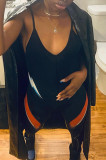 Black Sexy Sportswear Print Backless V Neck Skinny Sling Jumpsuits