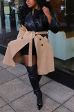 Red Fashion Casual Patchwork Patchwork Turndown Collar Outerwear