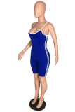 Yellow Sexy Sportswear Striped Solid Backless Spaghetti Strap Skinny Romper