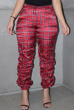 Red Sexy Print Fold Loose High Waist Bottoms