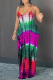 Purple Sexy Patchwork Spaghetti Strap Sleeveless Two Pieces