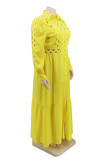Yellow OL Notched Solid Plus Size