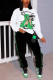 White Fashion Casual Print Basic O Neck Long Sleeve Two Pieces