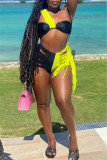 White Fashion Sexy Patchwork Tassel Backless Swimwears Set
