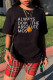 Black Fashion Casual Print Basic O Neck Tops