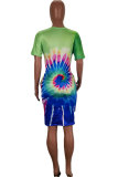 Red Milk. Fashion Sexy Red Blue Yellow Cap Sleeve Short Sleeves V Neck Straight Knee-Length Print Tie and dye Dresses