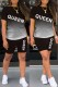 Black Fashion Casual Gradual Change Letter Print Basic Short Sleeve Two Pieces