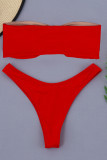 Red Fashion Sexy Patchwork Backless Swimwears