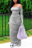 Grey Sexy Solid Bandage Bateau Neck Evening Dress Dresses