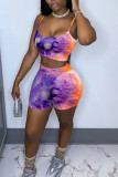 purple Polyester Fashion Sexy adult Ma'am Print Two Piece Suits pencil Sleeveless Two Pieces