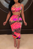 Multicolor Sexy Casual Print Basic U Neck Sleeveless Two Pieces