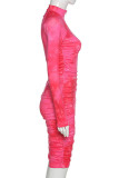 Khaki Fashion adult Ma'am Street Cap Sleeve Long Sleeves O neck Pencil Dress Knee-Length Print Dresses