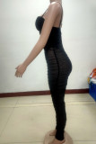 Red Fashion Sexy Patchwork Solid Backless Spaghetti Strap Skinny Jumpsuits