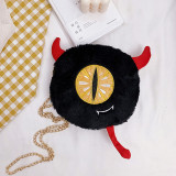 Black Fashion Casual Patchwork Cartoon Chain Strap Crossbody Bag