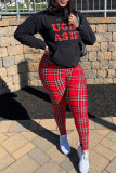 Black Elegant Print Patchwork Long Sleeve Two Pieces