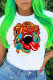 Red Fashion Casual Print Basic O Neck T-Shirts