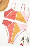 Red Yellow Casual Sweet Cute Color Lump Print Printing Swimwears
