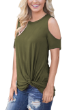 Green O Neck Short Sleeve Solid Tees & T-shirts