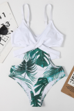 Red Sexy Print Hollowed Out Split Joint Swimwears
