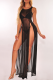 Black Sexy Solid See-through Swimwears