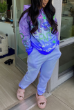 Red Casual Print Patchwork Hooded Collar Long Sleeve Two Pieces