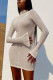 Apricot Street Solid Patchwork O Neck Wrapped Skirt Dresses