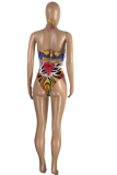 Colour Sexy Print Hollowed Out Swimwears