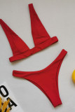 Red Sexy Solid Swimwears