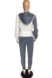 Gray White Casual Sportswear Solid Patchwork Turndown Collar Long Sleeve Two Pieces