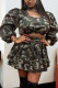 Camouflage Sexy Camouflage Print Patchwork O Neck Long Sleeve Two Pieces