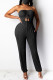 Black Sexy bandage Solid Sleeveless Wrapped Jumpsuits