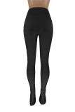 Black Fashion Casual Solid Slit Regular Mid Waist Conventional Solid Color Bottoms