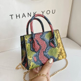 Red Fashion Casual Snake Print Single Shoulder Handbag