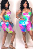 Green Fashion Sexy Coloured drawing Backless Sleeveless Slip Rompers