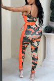 Camouflage Sexy Fashion Patchwork Camouflage Acetyl fiber Sleeveless Slip Jumpsuits