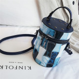 Blue Fashion Casual Print Patchwork Bags