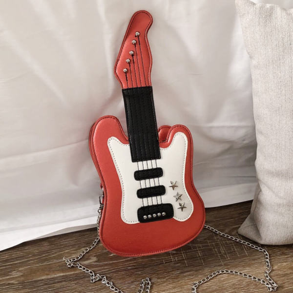 Red Fashion Casual Guitar Patchwork Crossbody Bag