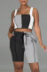 Black Fashion Casual Patchwork Backless Square Collar Sleeveless Two Pieces