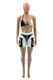 Red Fashion Sexy Patchwork Backless Halter Sleeveless Two Pieces