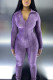Purple Fashion Casual Solid Basic Turndown Collar Regular Jumpsuits