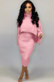 Pink Polyester adult Casual Fashion Solid Patchwork pencil Long Sleeve