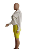 White Casual Print O Neck Tops